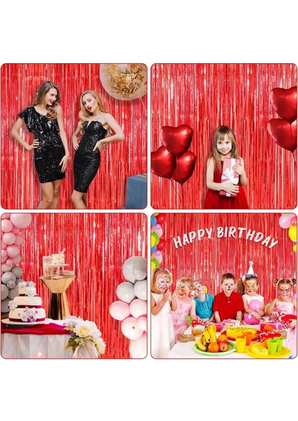 kırmızı renk ekstra metalize parlak saçaklı arka fon perde ıthal 1x2 metre - lisinya fırsatları