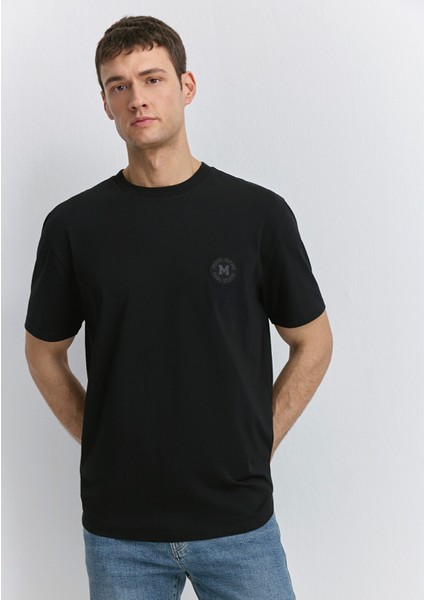 Mavi Patch Logo Baskılı Siyah Tişört 0612579-900
