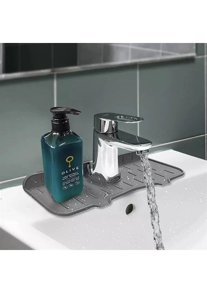 Lavabo Için Silikon Esnek Mat Musluk Sapı Damlama Tutucu Raf Mutfak Tezgahı Sıçrama Koruma (5047) modelleri