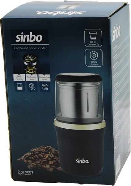 Kahve - Baharat Öğütücü Çelik Bıçak - Öğütme HAZNESİ=100GR 200W Bas Çalıştır Kapak=mika Kristal Pls SCM-2997 (5047)