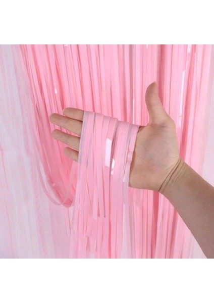 Soft Pembe Püsküllü Kapı Perdesi - Parti, Baby Shower, Cinsiyet Partisi 1x2 M (5047) fiyatları