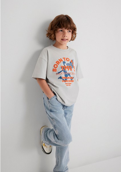 Baskılı Gri Tişört 6610355-90782