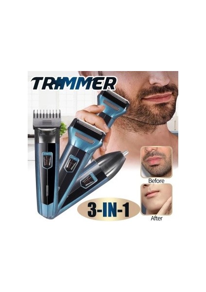 3 In 1 Saç Sakal Kesme Ense Burun Tıraş Makinesi Seti (5047)