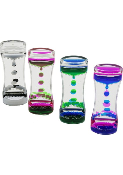 Çift Renk Su Çift Katlı Dar Şişe Model Sulu Kum Saati Mika Akrilik Plastik 13.7 x 5.2 x 3.3cm (5047)