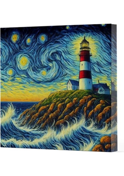 Van Gogh 8 Deniz Feneri - Çizgisiz Yan Boyamalı Defter