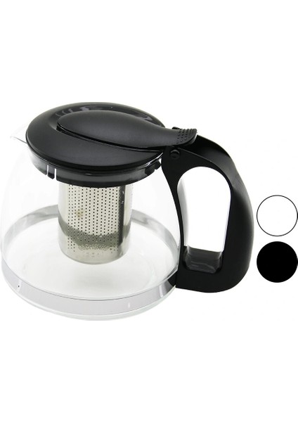 1250ML Cam Demlik Çelik Süzgeçli - Plastik Kulp - Kapak - Krom Çerçeve (5047)