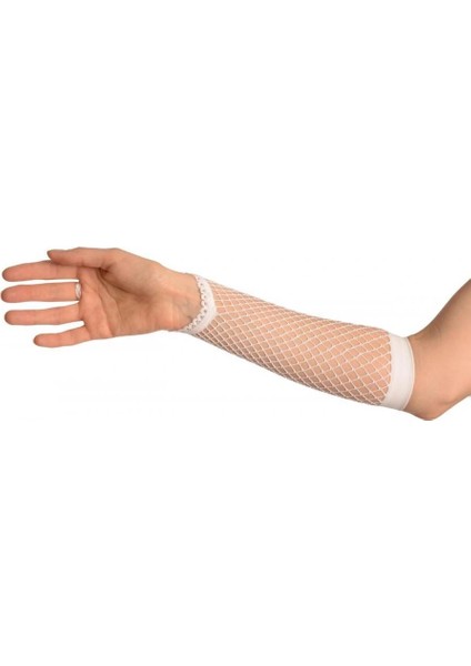Beyaz Renk Parmak Arası File Örgü Eldiven 26 cm (5047) fiyatları