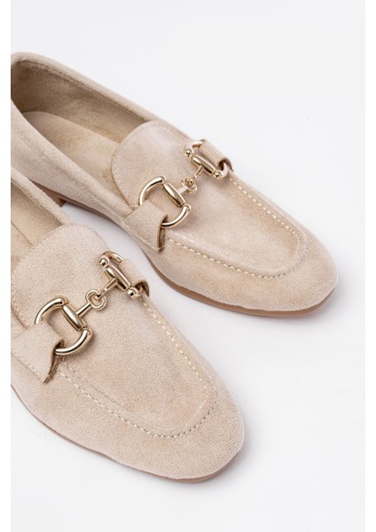 303 Bej Süet Toka Aksesuarlı Günlük Kadın Babet indirimleri