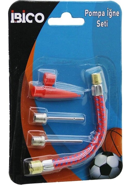 4 Pcs Pompa Iğne - Hortum Seti Top - Bisiklet Lastik Şişirme (5047)