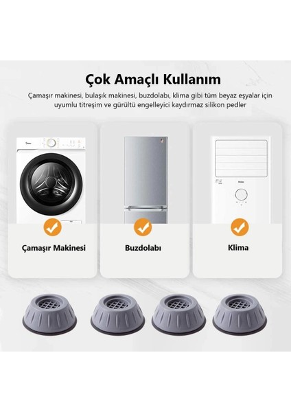 Çamaşır Makinesi Titreşim Önleyici Kaydırmaz Vantuzlu Stoper Set (5047) fırsatları