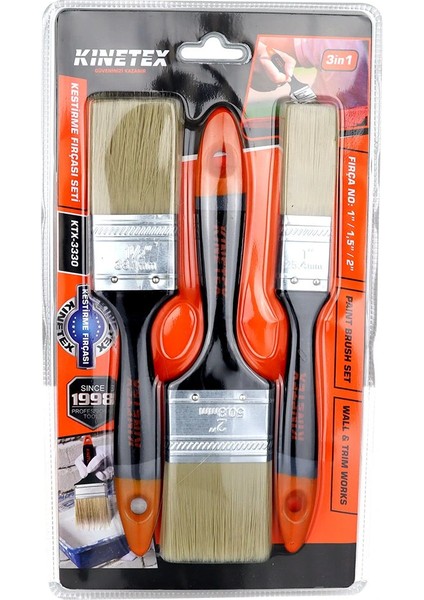 3 Pcs - No:1 Inç / 1.5 Inç / 2 Inç Kestirme Fırça Set (5047)
