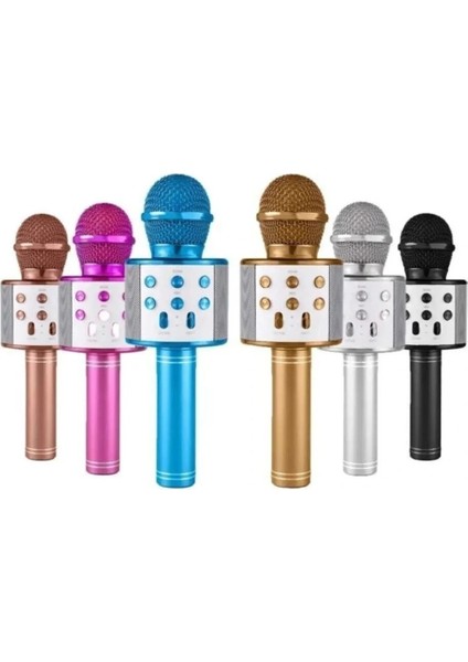 Wireless Mikrofon Karaoke - Hoparlör USB Şarjlı USB - Tf - Aux Renkli Krom Kaplama PİL:800MAH - Dc 5V Bls-25 (5047) fiyatları