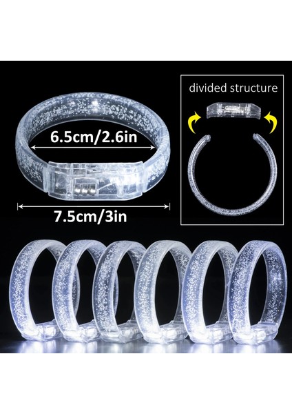 Beyaz-Gümüş LED Işıklı Baskı Yapılabilen Pilli Bileklik Bilezik 1,5 cm Genişlik (5047) fırsatları