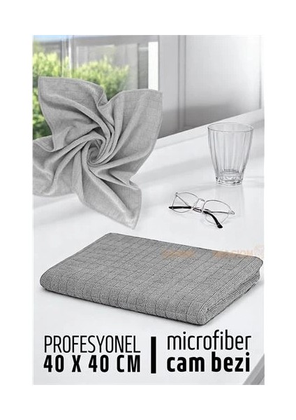Çift Yüzeyli Profesyonel Microfiber Cam Bezi - Yüksek Kalite Temizlik Bezi 40 x 40 cm fiyatları