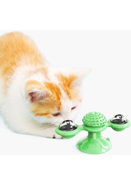 Pet Malzemeleri Vantuzlu Fırıldak Toplu Dönen Şeffaf Depo Tasarım Interaktif Kedi Oyuncağı (5047)