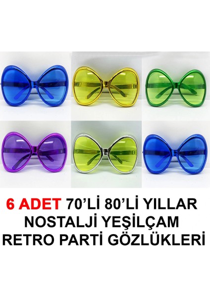 70LI 80LI Yıllar Nostalji Yeşilçam Retro Parti Gözlükleri 6 Adet (5047)