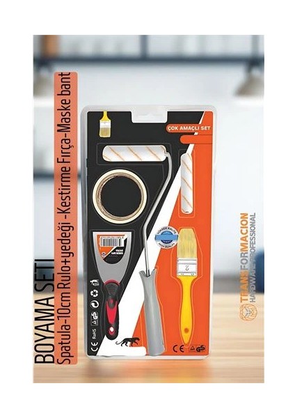 Boyama Seti - SPATULA-10CM Rulo +Yedeği -Kestirme Fırça-Maskeleme Bant fiyatları