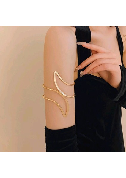 Pirinç Soyut Alev Desenli Gold Renk Kadın Pazu Bileklik modelleri