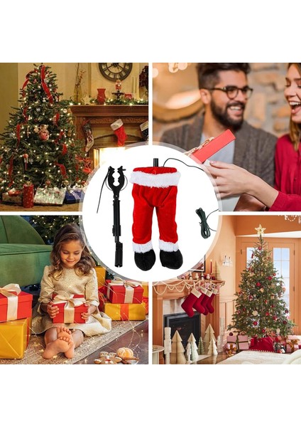 Hareket Eden Noel Baba Ayakları – 40 cm, Pil İle Çalışan, Yılbaşı Çam Ağacı Süsü, Komik Dekor modelleri