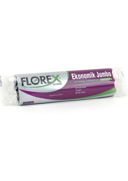 20 Adet FLOREX-513 Eko Jumbo 80X110CM Çöp Torbası (5047)