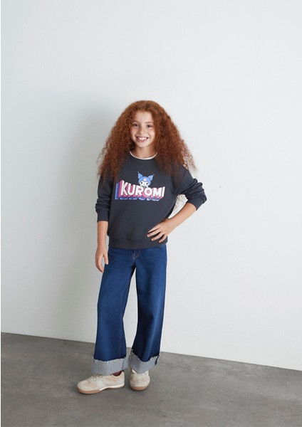 Kuromi Baskılı Antrasit Sweatshirt 7S10139-70087