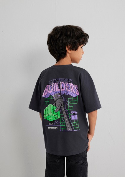 Minecraft Baskılı Antrasit Tişört 6610379-70087