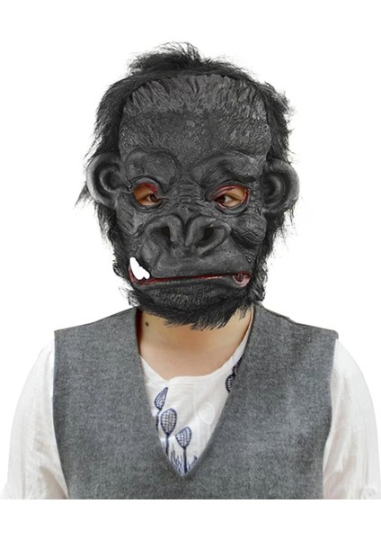 Lateks Goril Maskesi Maymun Maskesi Et Maskesi Orangutan Siyah Saçlı 4 No (5047)