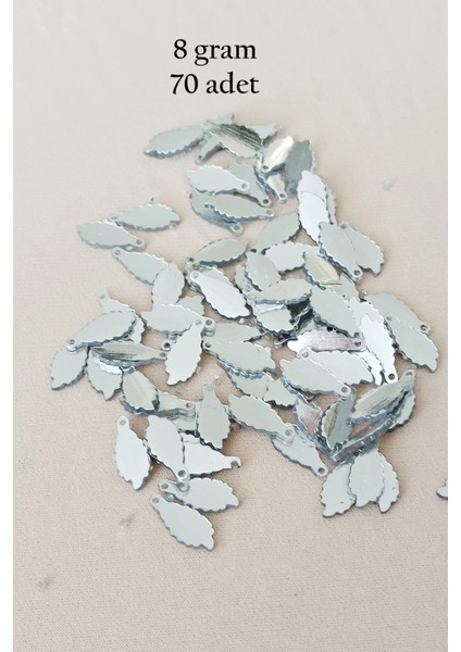 Oya Abiye Bileklik Kolye Pleksi Metalik Plastik Pul Gümüş Renk 8 Gram 70 Adet - BNC512