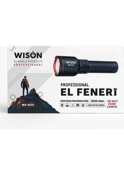 Şarjlı El Feneri 20 W 2000 Lümen WS-5575 (5047) fiyatları