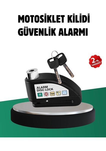 Titreşim Sensörlü Alarm Disk Kilidi Motosiklet Scooter Bisiklet