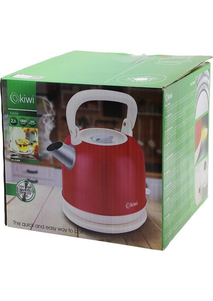 Kiwi KK-3340R Kırmızı Nostalji Demlik Modelçelik Kettle Su Isıtıcı 2.2lt 1800W Paslanmaz Çelik Gövde- Gizli Resiztans (5047)