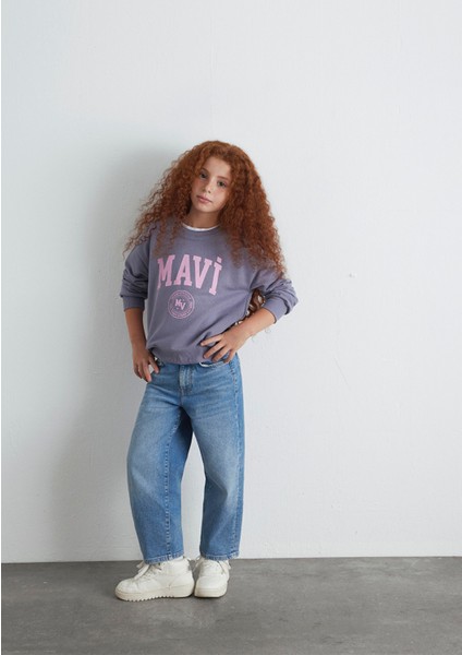 Mavi Logo Baskılı Mor Sweatshirt 7S10170-88095
