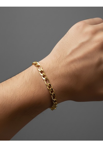 Paslanmaz Çelik Gold Renk Zincir Erkek Bileklik BLK805530 fiyatları
