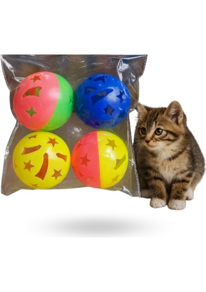 Büro Ev Evcil Hayvanı Kedi Için 4ADET Çıngıraklı Oyuncak Top Seti