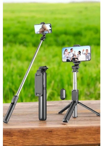 Tripod Kablosuz Bluetooth Bağlantılı Selfie Çubuğu 360 Derece Dönebilen fırsatları