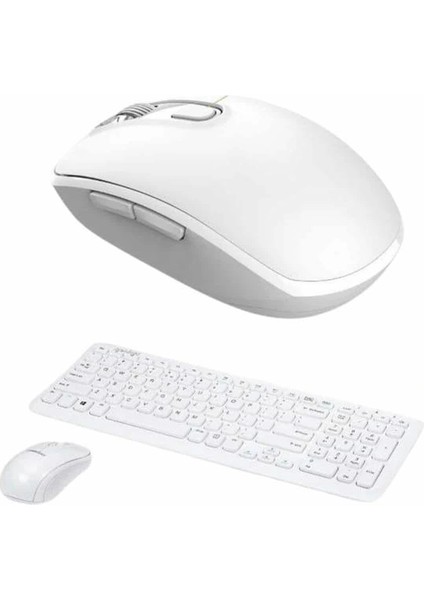 Kablosuz Klavye Mouse Seti Beyaz Q Klavye Tüm Cihazlara Uyumlu fırsatları