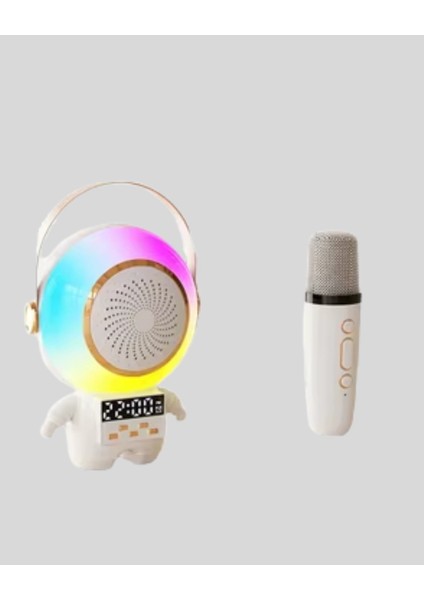 Renkli Işıklı Astronot Mini Bluetooth Speaker ve Karaoke Mikrofon modelleri