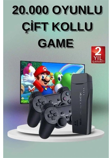 2 Kollu Kablosuz 2.4g Retro Oyunlar 4K Game Stick 3500 Oyun Atari fiyatları
