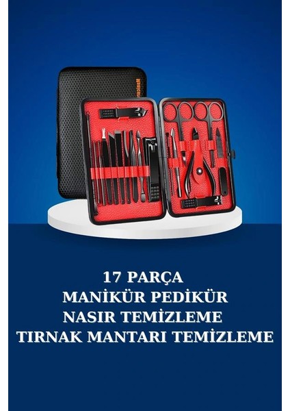 17 Parça Manikür Seti Taşınabilir Özel Çantalı El ve Ayak Bakımı Tırnak Batığı Temizleme