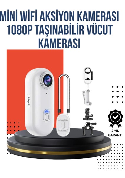 360° Klipsli Manyetik Spor Kamera Yüksek Çözünürlük