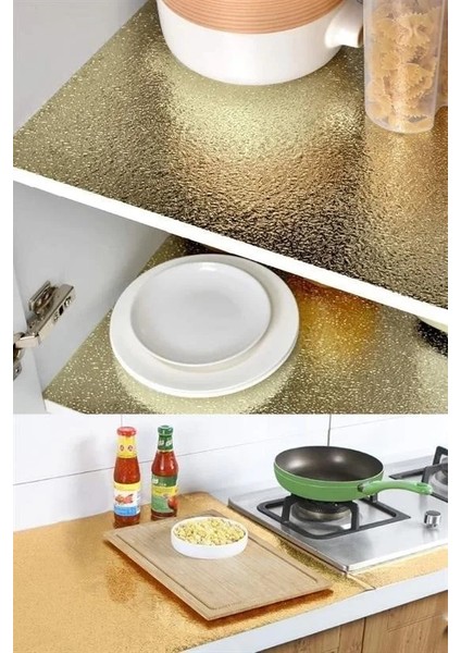 2 Metre Kendinden Yapışkanlı Silinebilir Mutfak Tezgah Üstü Sticker Folyo Gold Renk (5047) fiyatları