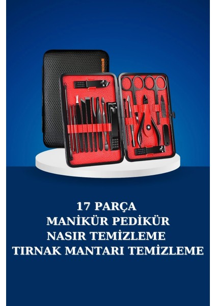 17 Parça Manikür Seti Taşınabilir Özel Çantalı El ve Ayak Bakımı Tırnak Batığı Temizleme fiyatları