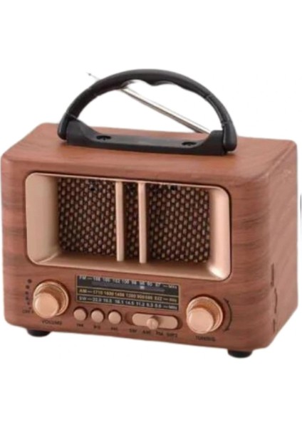 Küçük Mini Boy Retro Ahşap Tasarım Bluetooth Hoparlörlü Radyo – Fm/am Destekli, Şarjlı ve Taşınabilir Radyo NS-8108 (5047) modelleri