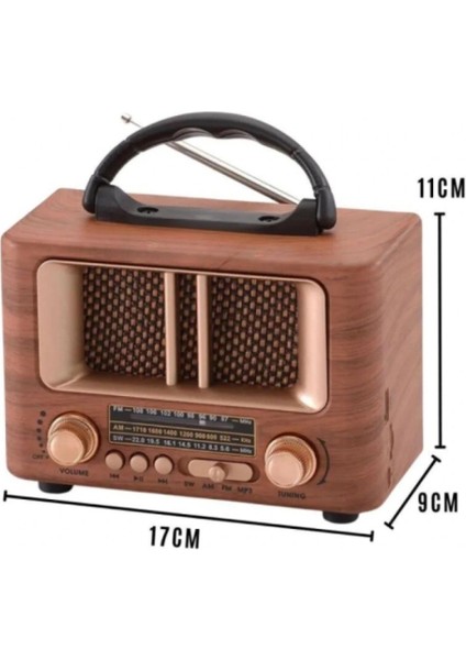 Küçük Mini Boy Retro Ahşap Tasarım Bluetooth Hoparlörlü Radyo – Fm/am Destekli, Şarjlı ve Taşınabilir Radyo NS-8108 (5047) indirimleri