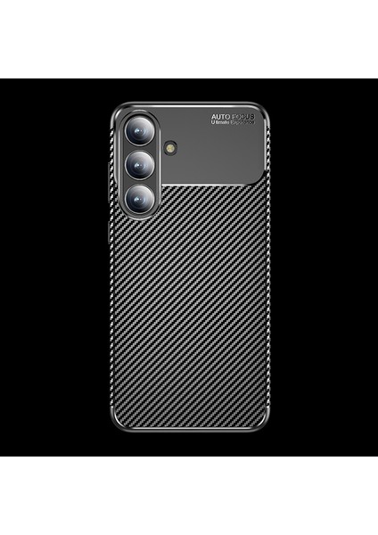Samsung Galaxy S25 Fe Uyumlu Kılıf Karbon Görünümlü Kamera Koruyculu Mat Kaymaz Slikon Kapak