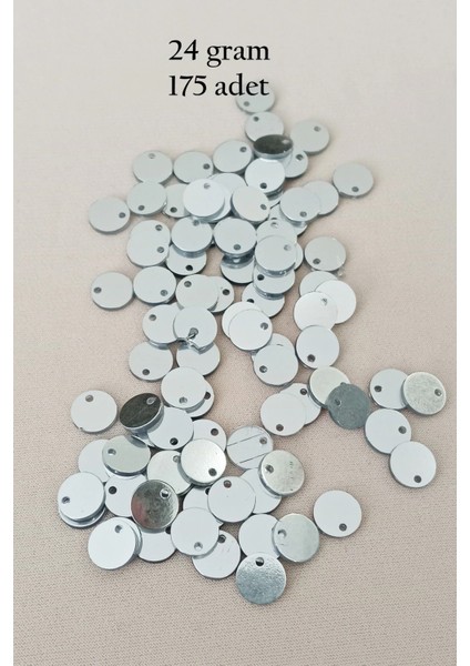 Oya Abiye Bileklik Kolye Pleksi Metalik Plastik Pul Gümüş Renk 24 Gram 255 Adet - BNC583
