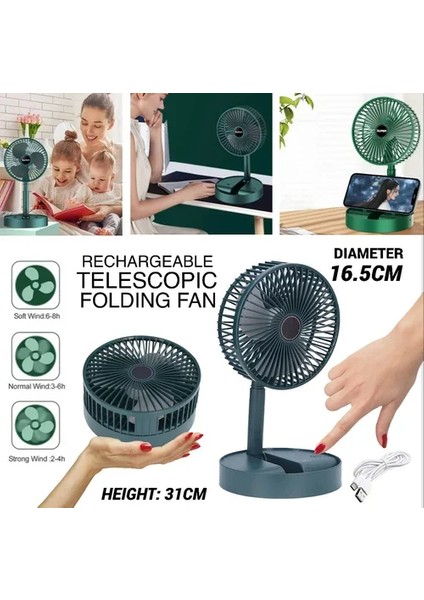 Şarjlı Masaüstü Fan USB Şarjlı Mini Fan (5047) indirimleri