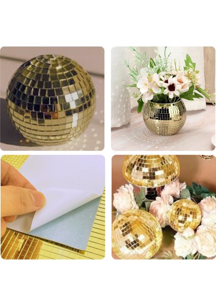 Büro Ev Ofis Etkinik Dekoru Için 30X30CM Yapışkanlı Kare Gold Cam Mozaik Fayans Aynalı Dekor Panel modelleri