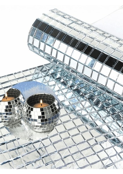 Büro Ev Ofis Etkinik Dekoru Için 30X30CM Yapışkanlı Kare Silver Cam Mozaik Fayans Aynalı Dekor Panel fiyatları