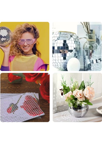 Büro Ev Ofis Etkinik Dekoru Için 30X30CM Yapışkanlı Kare Silver Cam Mozaik Fayans Aynalı Dekor Panel modelleri